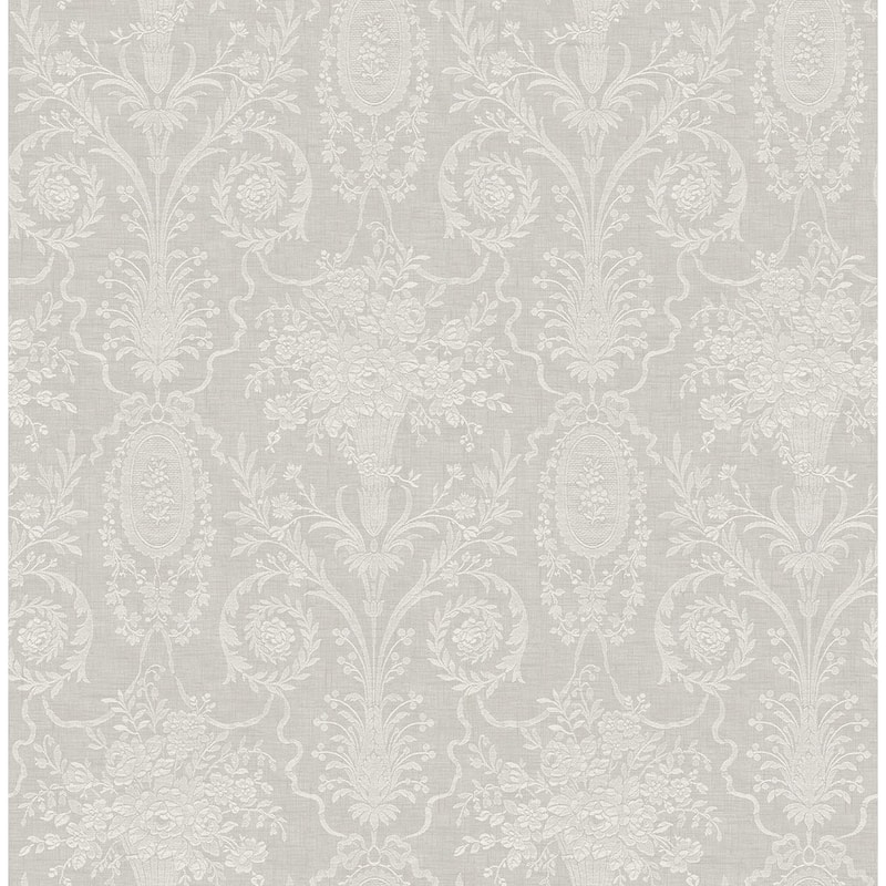 Seabrook Designs Brynn Tonal Bouquets Unpasted Wallpaper - 20.5 in. W x 33 ft. L - Smoke