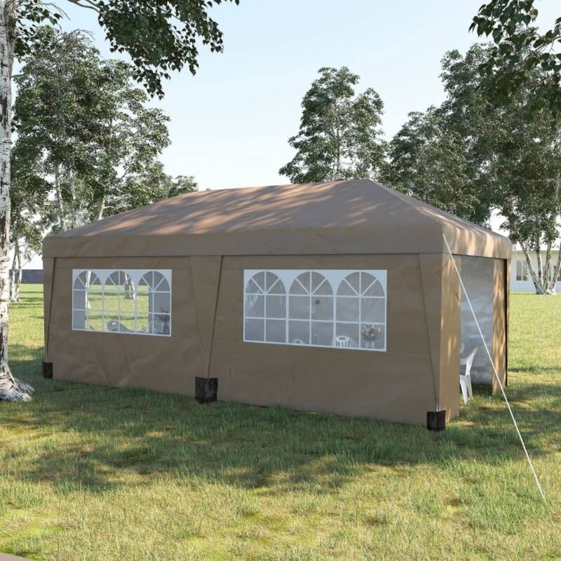 Foldable Pop-Up Gazebo Party Tent with Adjustable Legs and Windows 2 Doors Included Carry Bag - 232.25" L x 117" W x 112.25" H