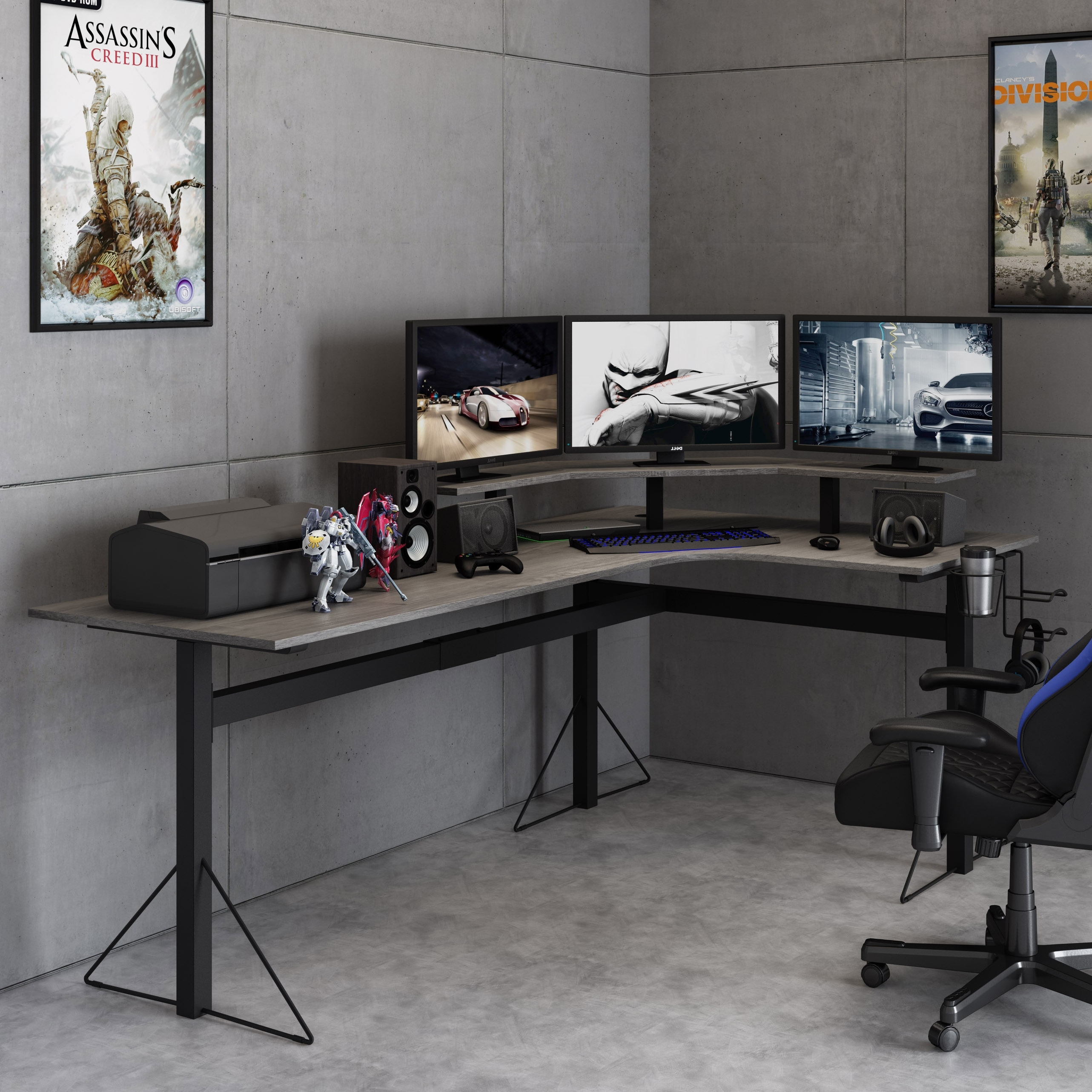 montering Anerkendelse underviser Jamesdar Core Powered L-shaped Computer Gaming Desk with Monitor Stand - On  Sale - Bed Bath & Beyond - 30104702