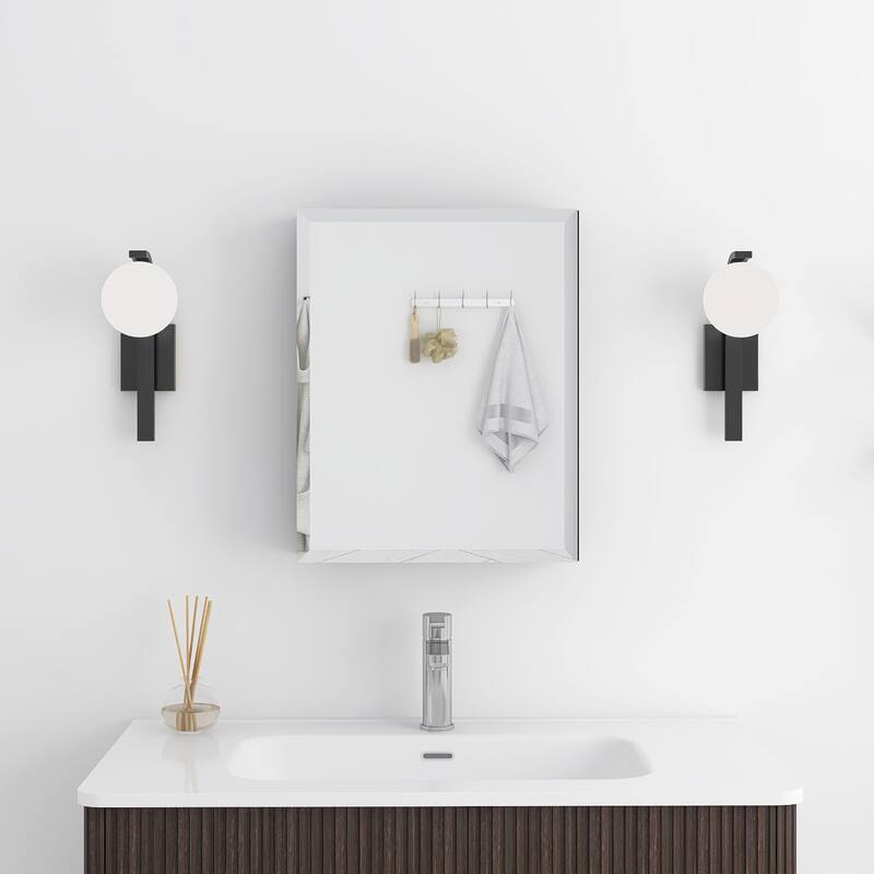 Rectangular Aluminum Medicine Cabinet with Mirror - 16" x 20" - Matte Black
