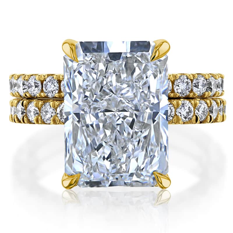 Kobelli 5.60 Carat Lab Grown Diamond Certified 14k Solid Gold Radiant Hidden Halo Half Eternity Rowena 2pc Bridal Set (EF/VS) - Yellow - 6