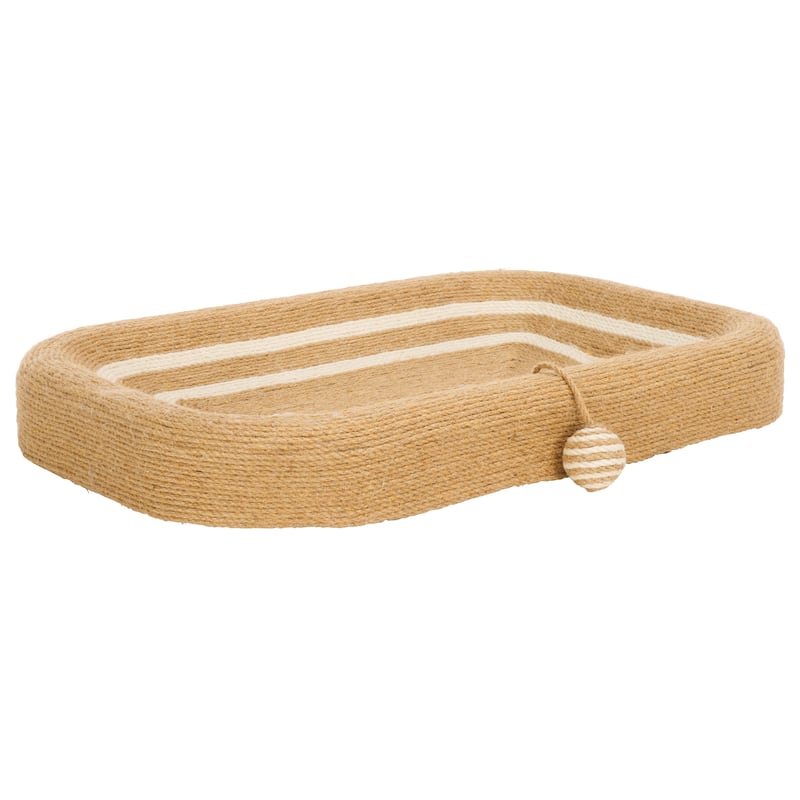 SAFAVIEH Home Natural Ivory 16"W x 24"L x 4"H Cat Scratch Toy SquareJute Bed - 16''W x 24''L x 4''H