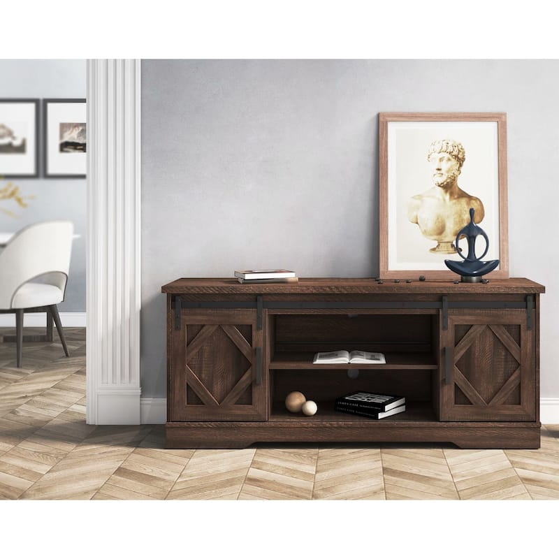 Farmhouse Barndoor TV Stand Entertainment Center for TVs up to 70-inch