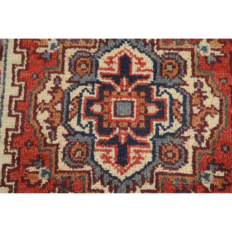 Hand Knotted Oriental 100% Wool Carpet Traditional Medallion Oranges & Rust Heriz (serapi) Area Rug - 5' 1'' X 3' 0''