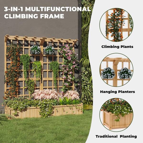 Two-Tier Wooden Garden Planter with Trellis, Hanging Roof & 8 Drainage  Holes - Bed Bath & Beyond - 42935338