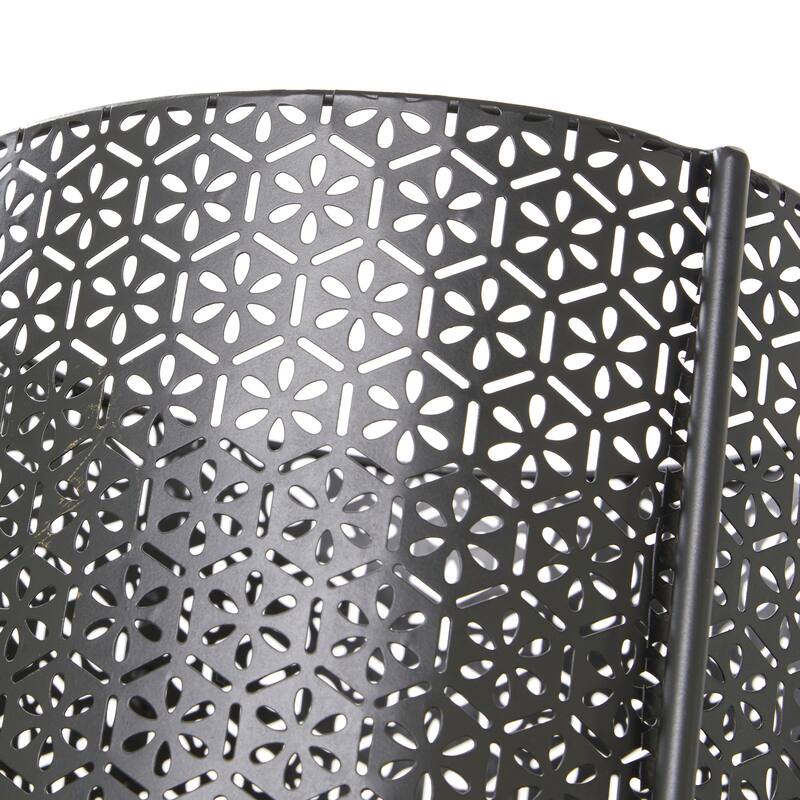 Gold or Black Iron Metal Contemporary Floral Pattern Planter (Set 2)