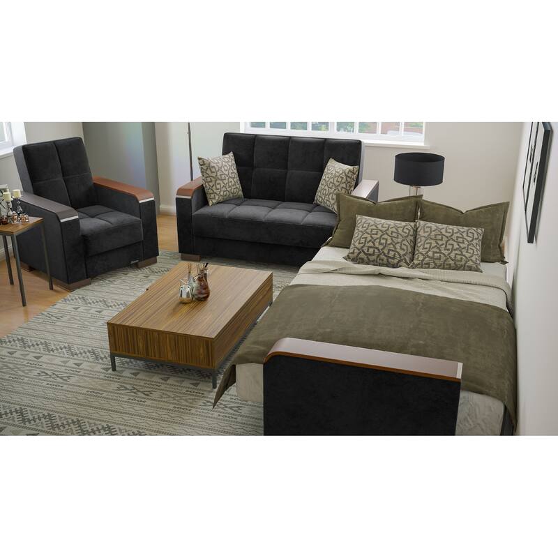 Collection Upholstered Convertible Loveseat With Storage