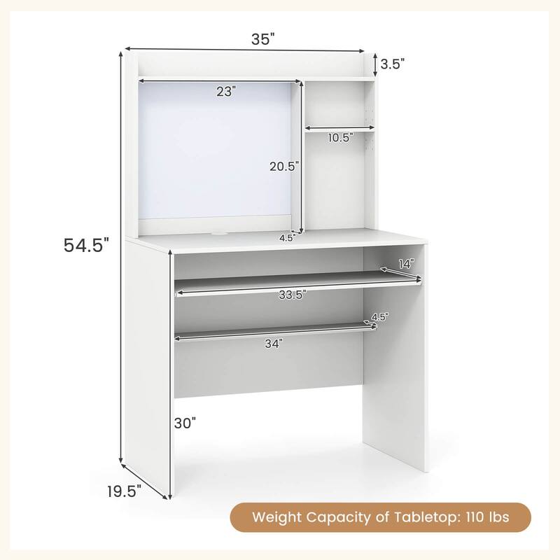 Costway Computer Desk with Hutch Space Saving Laptop Desk with - See Details