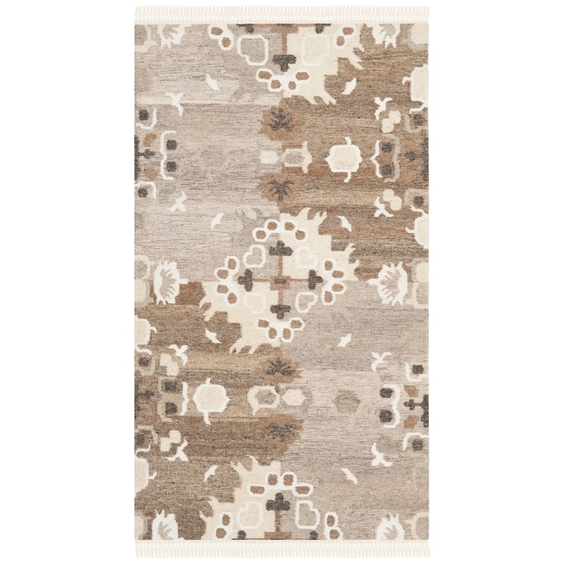 SAFAVIEH Handmade Natural Kilim Tuong Rukiye Wool Rug with Fringe