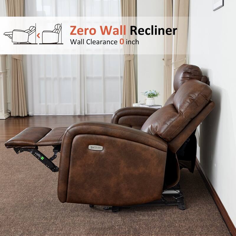 Zero Wall Recliner Loveseat with USB & Type-C Dual Ports, for Small Space, Living Room