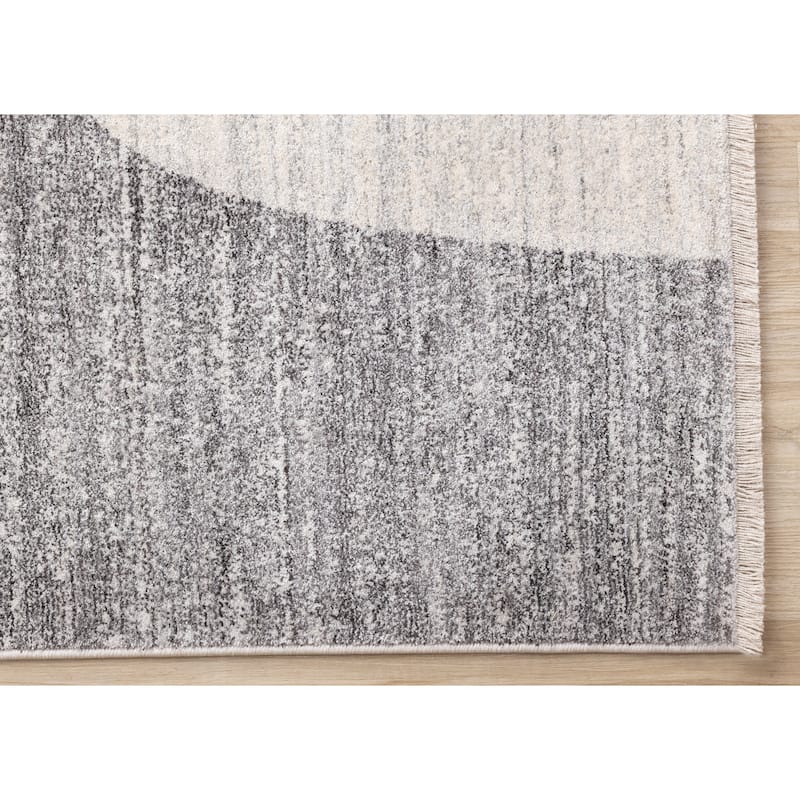 Olivia Grey Black Cream Modern Geometric Area Rug, 5'3" x 7'10"