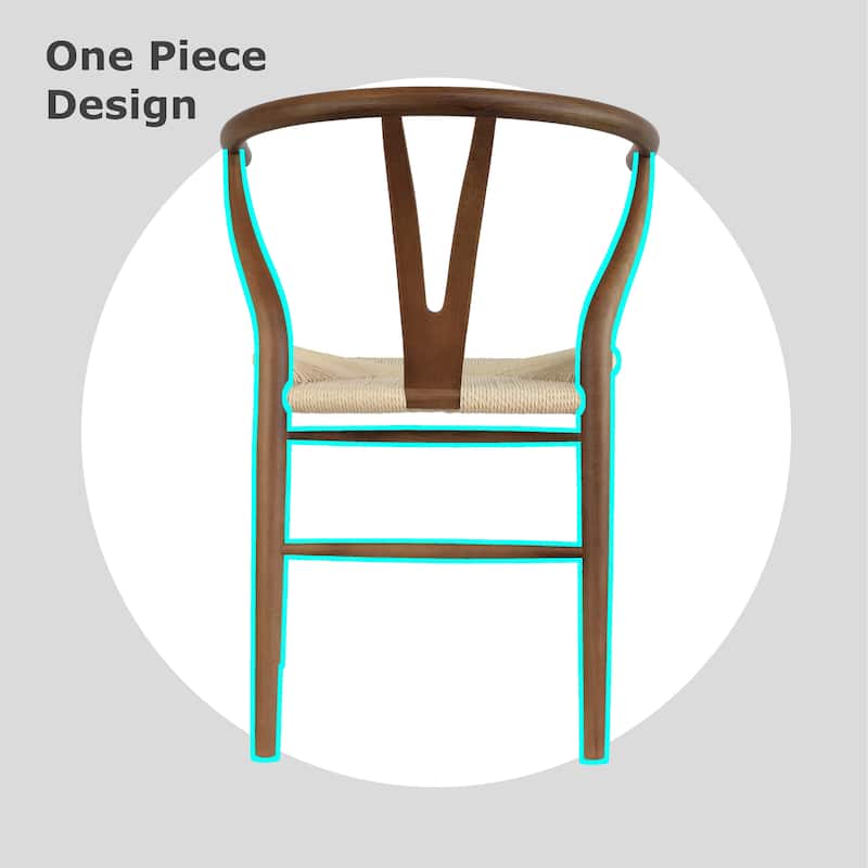 Modern Dining Chair with Woven Paper cord Seat, Solid Wooden Farmhouse Y Back Elbow Side Chair