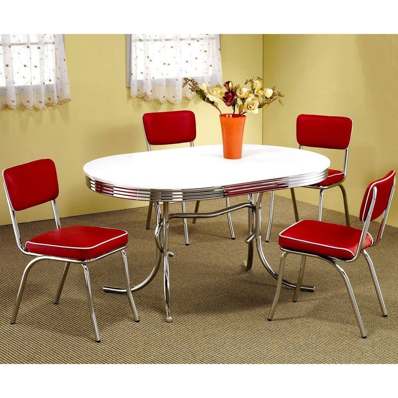Nostalgic Vintage Bistro Design Chrome Base Dining Set