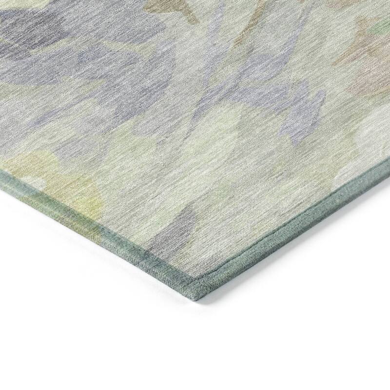 Machine Washable Indoor/ Outdoor Watercolor Floral Chantille Rug