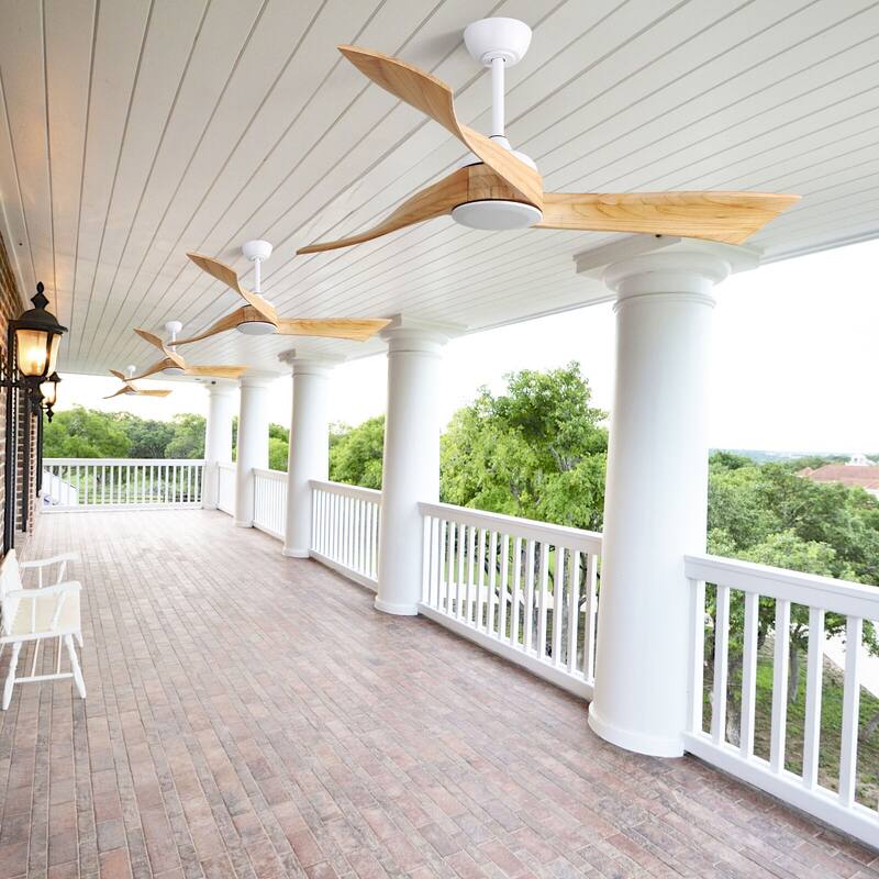 Sofucor 52 Inch Farmhouse Indoor&Outdoor Ceiling Fan with Remote,LED Light Optional