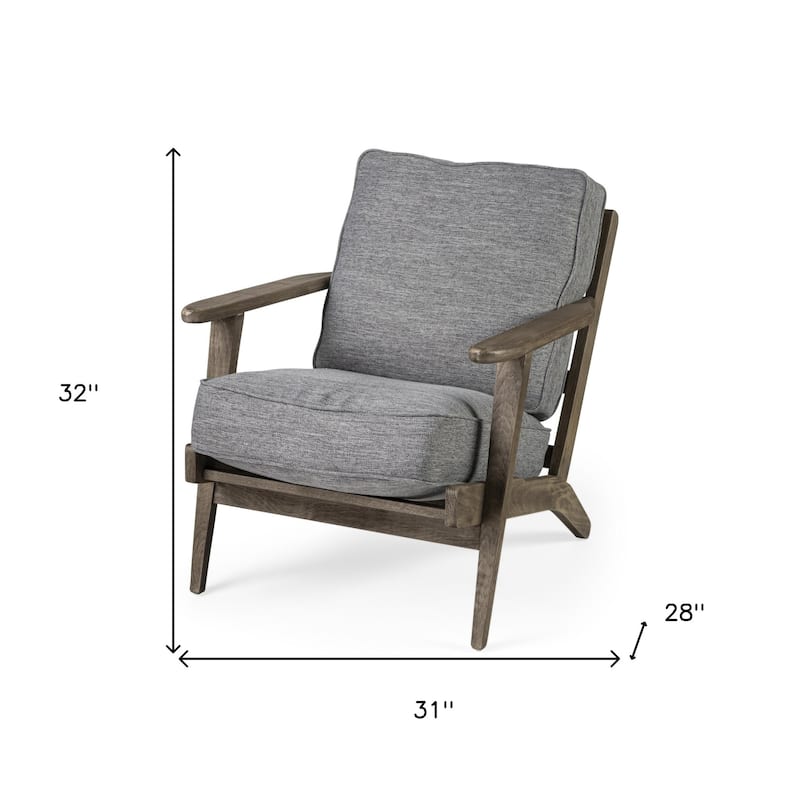 HomeRoots 31" Gray and Brown Fabric Lounge Chair - 31' X '32' X '28