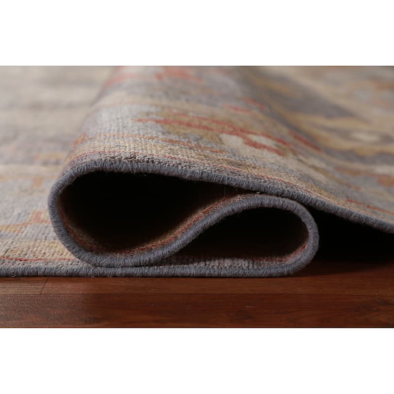 Hand Knotted Oriental 100% Wool Carpet Transitional All-Over Greys & Charcoal Oushak Area Rug - 9' 9'' X 8' 0''