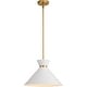 preview thumbnail 1 of 9, Vaxcel Lighting P0398 Racine 15" Wide Pendant Matte White / Natural Brass