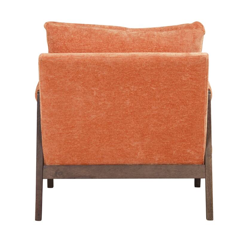 Mid-Century Modern 30.2" Velvet Arm Chair with Solid Wood and Thick Seat Cushion for Living Room