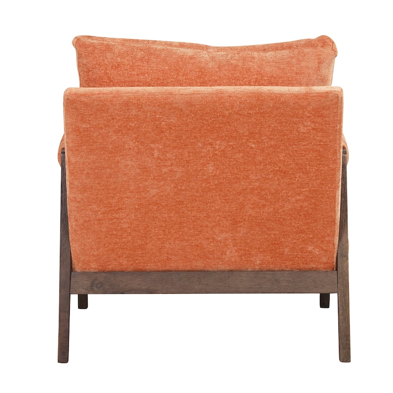 Roomfitters Mid-Century Modern Accent Chair, Velvet Upholstery with Solid Wood Frame and Plush Cushion, Ideal for Living Room