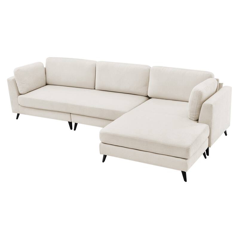 120" 3 Seater Chenille Upholstered Modular Sectional Sofa With Chaise Lounge