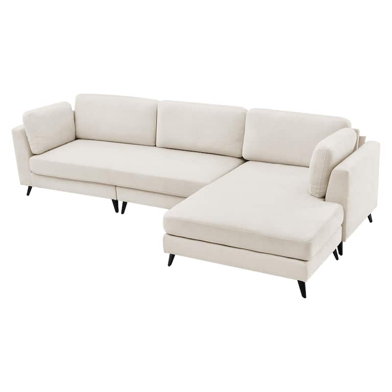 120“ Overised Chenille 3 Seater Sofa with a Removable Ottoman, Modern Upholstered Modular Couch for Living Room