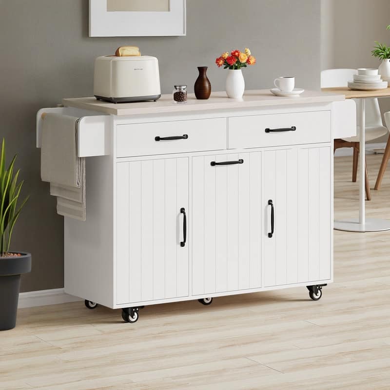 Alger Kitchen Island with Trash Can Storage Cabinet