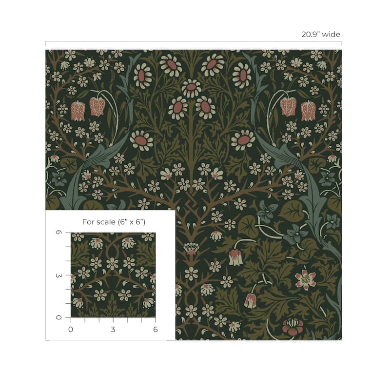 Seabrook Designs Victorian Garden Floral Prepasted Wallpaper