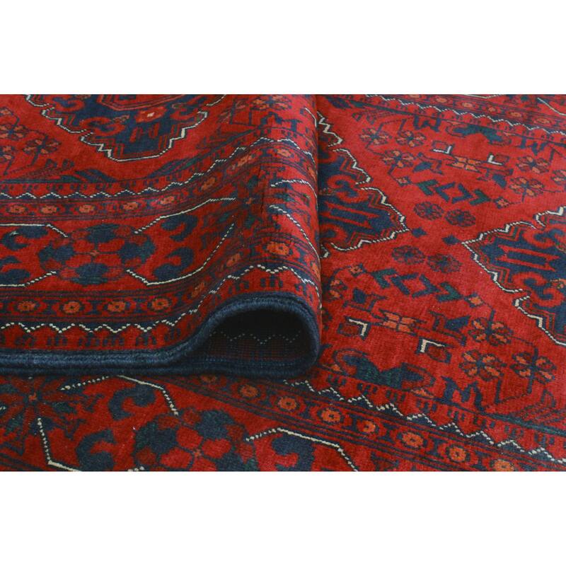 Khamyab Tatiana Red/Navy Runner - 3'0" x 12'8"