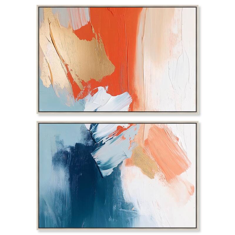 Orange Infusion II Canvas Set of 2 by Art Remedy - 15" x 10" - Silver