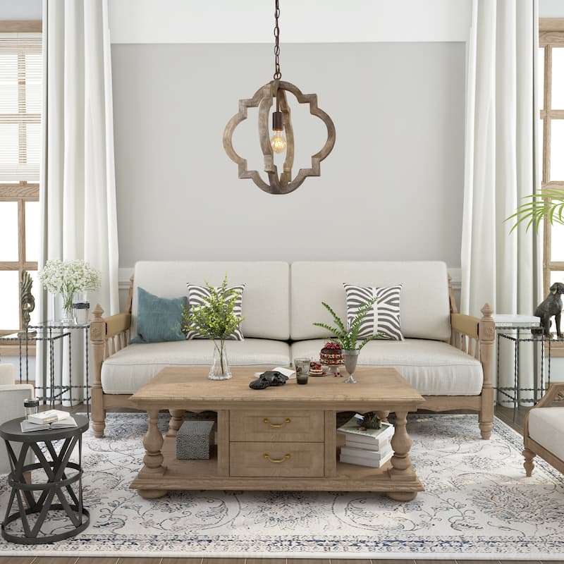 Modern Farmhouse 1/3-Light Wood Rustic Chandelier Lantern for Kitchen Island