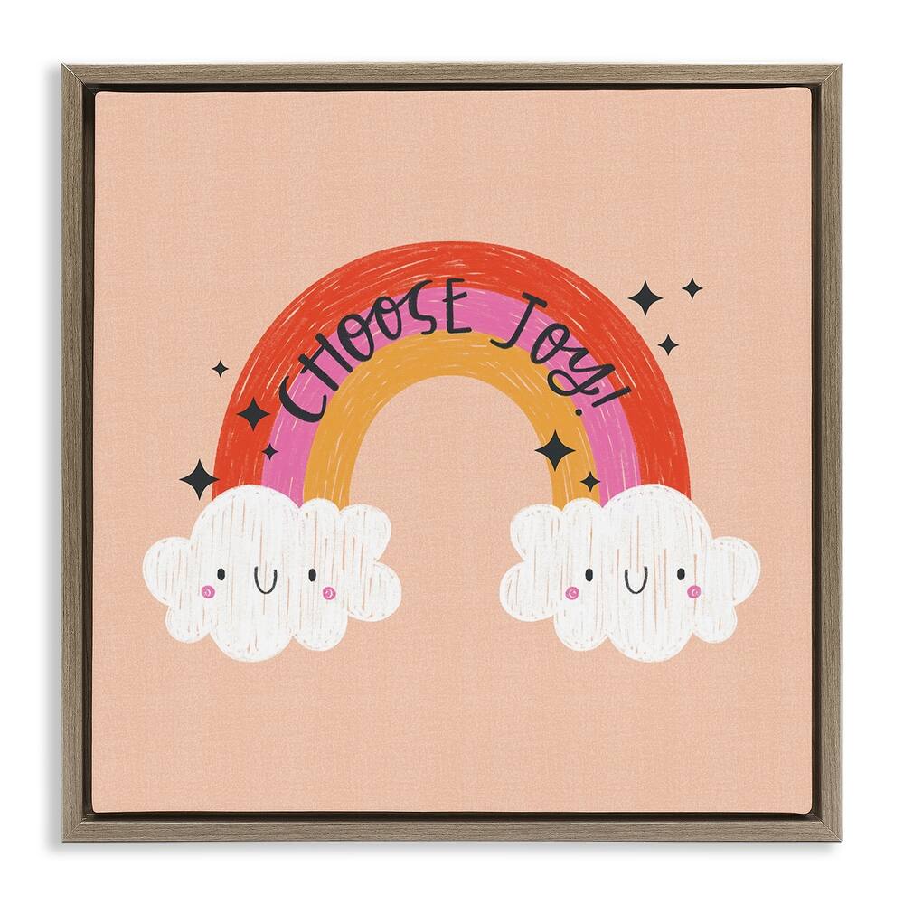 Stupell Choose Joy Happy Rainbow Framed Floater Canvas Wall Art Design By Sarah Hickman