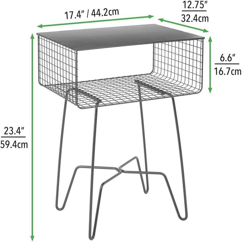 Steel Side Table Nightstand with Storage - 12.75"D x 17.4"W x 22.8"H