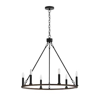 Farmhouse Rustic 6-light Round Wagon Wheel Chandelier - 23