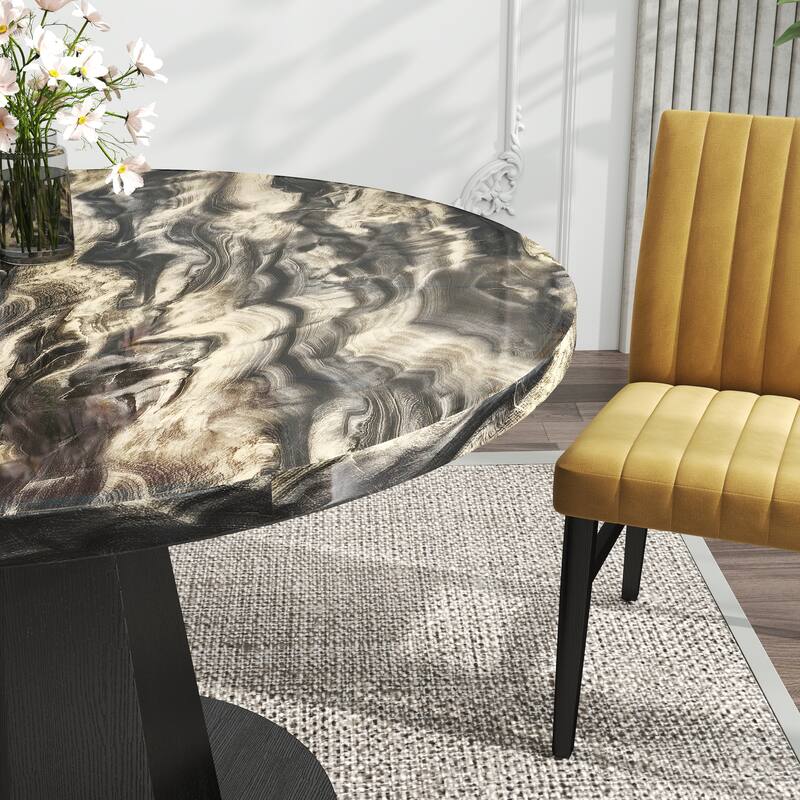 Roundhill Furniture Cavira 5-Piece Round Modern Dining Set