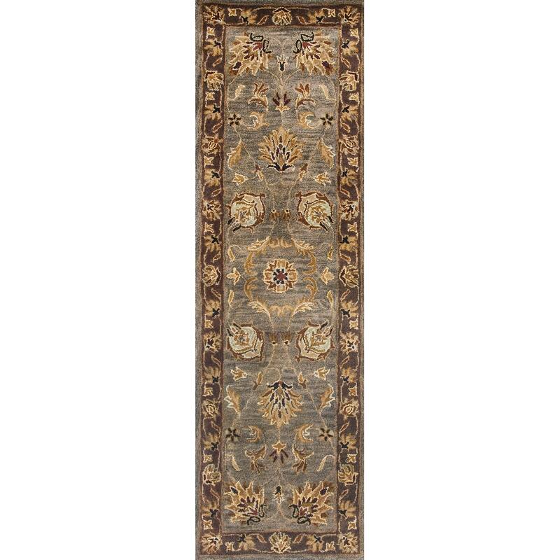 Domani Alexandria Grey/Mocha Traditional Hand-tufted Wool Area Rug - 2'3" x 7'6" Runner - Taupe