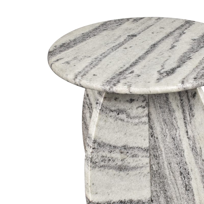 Sloane 17.5" Contemporary Natural Marble Handmade X-Shaped End Table, Gray/Black, by JONATHAN Y.
