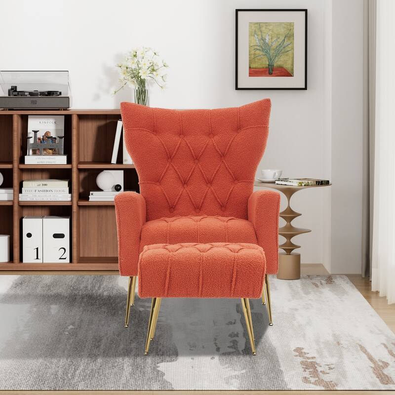 Ouyessir Upholstered Tufted Accent Chair with Ottoman