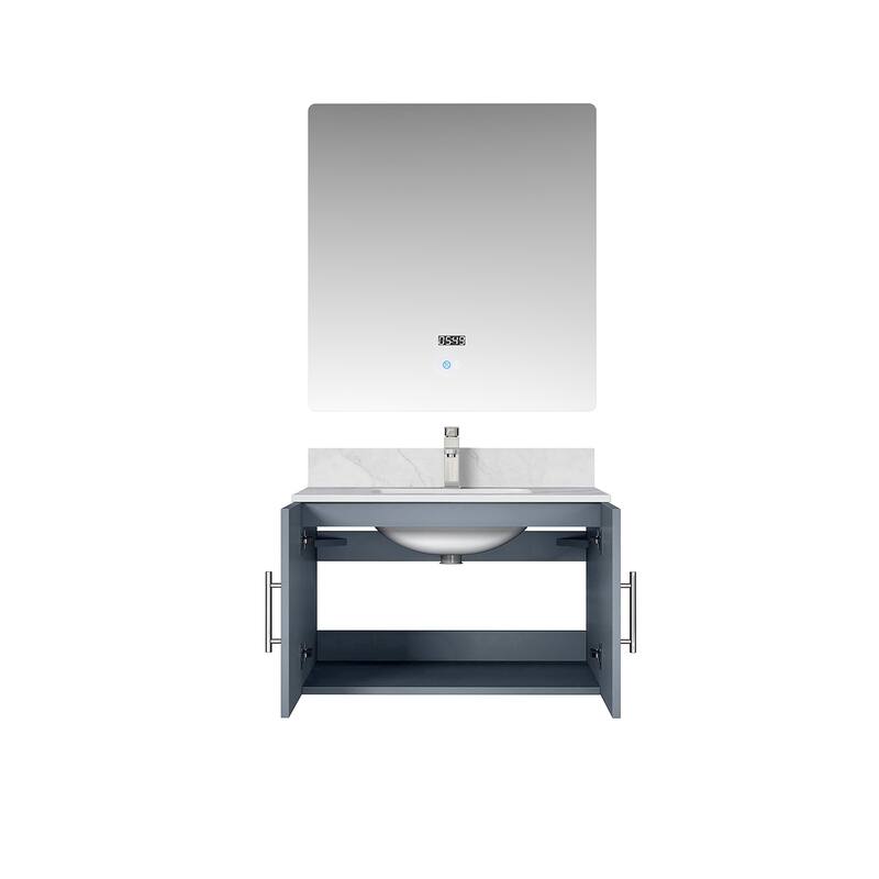 Monte Stainless Steel Bathroom Vanity Set with Marble Top, Chrome Faucet, 30" x 32" Mirror, Scratch & Stain Resistant