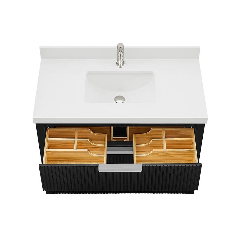 Santarem Single Vanity with Pure White Quartz Stone Top without Mirror