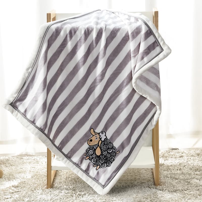 BOON Super Cute Cartoon Flannel Fleece Ultra Soft Baby Throw Blanket - 30" x 40" - fakesheep
