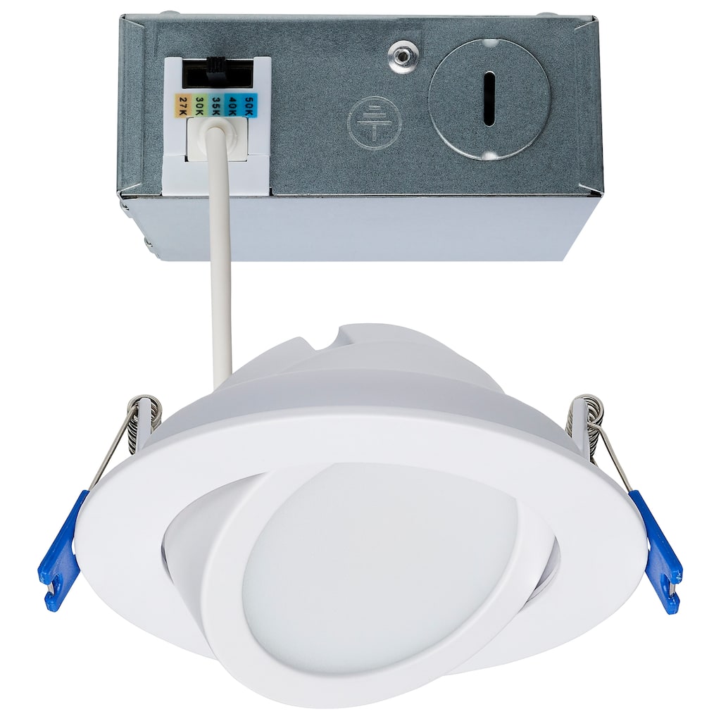 11W 4" Directional Low-Profile Downlight CCT Selectable 120V White Finish