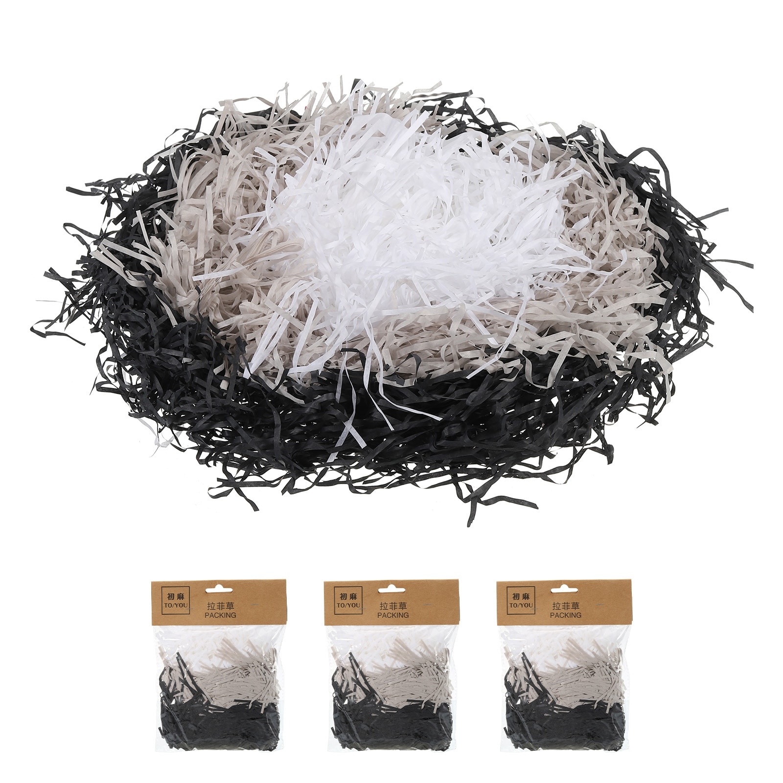 Easter Grass Basket Filler Grass 3 Color - (Black,White,Gray) - 3 Pack -  Black,White,Gray