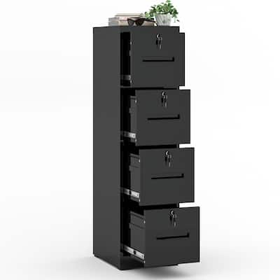 4 Drawer Metal Vertical Black Filing Cabinets with Lock for Home Office,Letter/Legal/A4/F4 Size (Assemble Required)