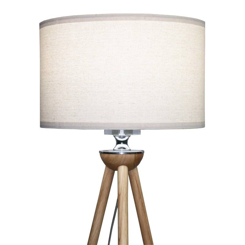Simple three-legged wooden floor lamp, LED standing lamp - Brown
