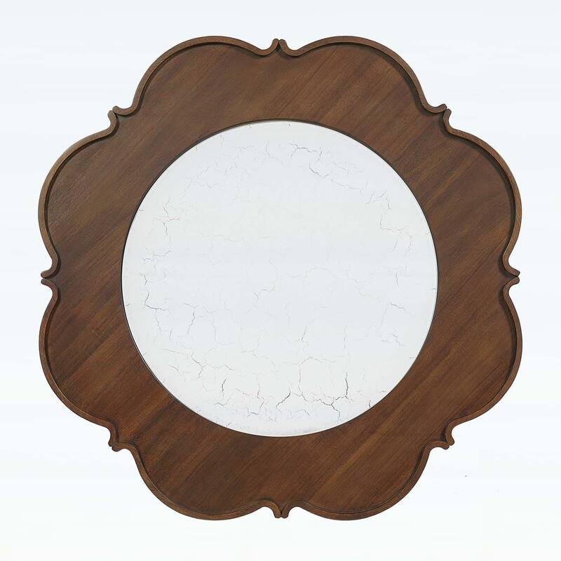 Mid-Century Style Coffee Table with Petal Shape and White Crackle Pattern Glass,2-Tiered Storage