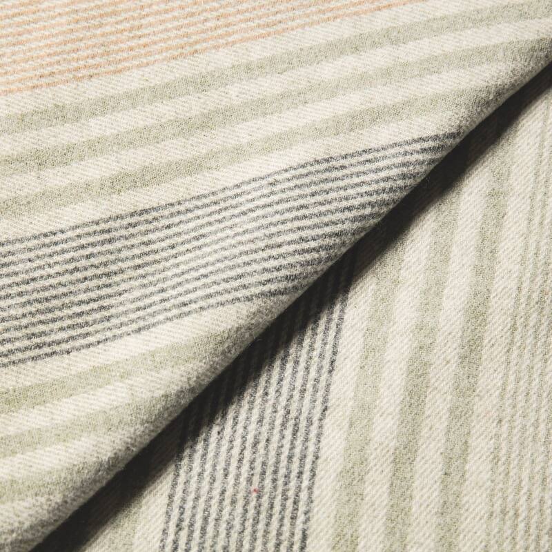 La Rochelle Yarn Dyed Heathered Flannel Bed Sheet Set - Green Stripe - Full