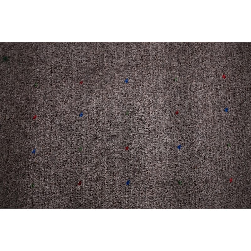 Tribal Gabbeh Area Rug Handmade Grey Wool Carpet - 8'2"x 9'11"