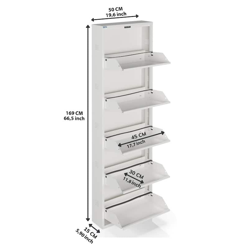 Antibacterial 5 Tier metal shoe cabinet side holes