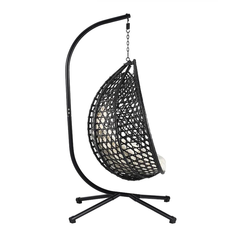 Sturdy Hammock Chair with Stand, Durable Hanging Egg Chair with Rattan Weaving,Comfortable chairs with Soft Removable Cushion